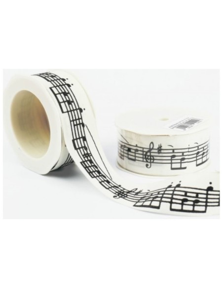 White Gift Ribbon Black Notes R1014 (Unit)