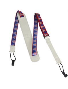 Bandolera Ukelele Largo Max: 131 cm Min: 97 cm.Ancho 2 cm. Hombrera: 29x4 cm. Blanco/Rojo