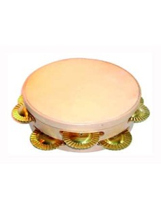 Pandereta Gallega Ø20 cm. Med: Ø 20 x 6,5 cm. Parche Piel,  7 Pares Sonajas Dobles Laton Peso: 270gr