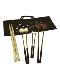 Multi-percussion School Kit Includes 8 Different Pairs Types Drumsticks, Mallets Felt, Wool, Plastic