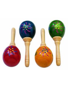 Maracas (Par) Profesional Grandes Artesanales Madera Med: 24x8 cm.