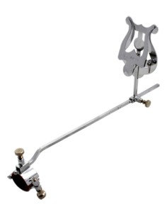 Atril Marcha Trombon Ajustable con Argolla y Bisagra Ø19,5 mm. Tamaño Super 70 x 55 mm. Cromado