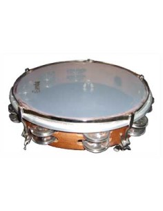 Pandereta con Tensores Ø20 cm. Parche Poliester,Madera,12 Pares Sonajas Dobles Acero Inox.Peso 550gr