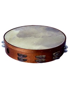 Pandereta Asturiana Ø 27cm. Med: Ø 27 x 7 cm. Parche Piel, 16 Pares Sonajas Dobles Peso: 390gr.