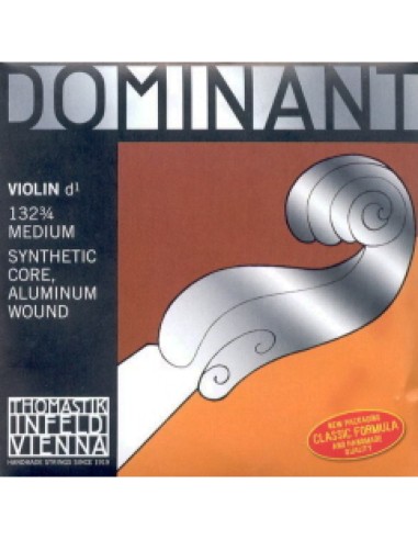 3/4 Violin String 3rd (D) (D) Thomastik Dominant (132) (Nylon Aluminum) Medium