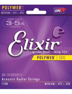 Elixir Corde per Chitarra Acustica (11100) Polyweb Medium (Set Completo 013/056B)