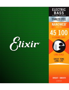 Cuerdas Bajo Electrico Elixir (14652) Nanoweb Light Stainlees Steel (045/065/080/100) (Juego)