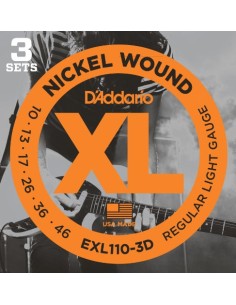 Cuerdas Guitarra Electrica D'addario EXL110-3D Regular Lite 3D (010/046) (3 Juegos)