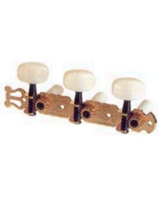 Clavijero Guitarra Clasica Luthier JC88 (Palomillas Blancas) Dorado con Lira