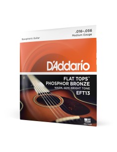Cuerdas Guitarra Acustica D'Addario EFT13 Flat Tops Phosphor Bronze Acoustic Guitar Resophor (Juego)