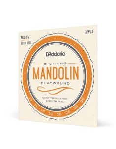 Cuerdas Mandolina D'Addario EFW74 Flatwound Mandolin Strings Stainless Steel Medium 11-36 (Juego)