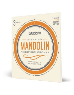 Cuerdas Mandolina D'Addario EJ74-3D Mandolin Strings Phosphor Bronze Medium 11-40 (3 Juegos)