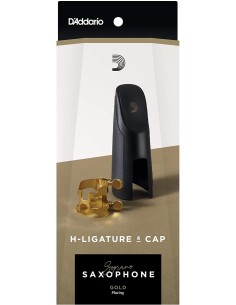 Ligadura Saxofon Soprano D'Addario en H y Tapa chapada Oro HSS1G