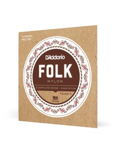 Cuerdas Guitarra Acustica D'Addario EJ32C Folk Nylon Guitar Ball Silver Wound/Clear Nylon (Juego)