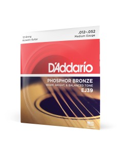 Cuerdas Guitarra Acustica D'Addario EJ39 12-String Phosphor Bronze Acoustic Guitar Med.12-52 (Juego)