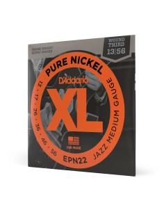 Cuerdas Guitarra Electrica D'Addario EPN22 Pure Nickel Electric Guitar Jazz Medium 13-55 (Juego)
