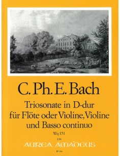 BACH C.P.E.-Trio Sonata en Re Mayor (W.151) para Flauta, Violin y BC (Zimmermann)