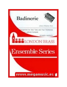BACH J.S.-Badinerie para Tuba y 4 Trombones (Partitura y Partes) (Harvey)