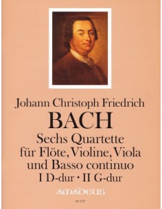 BACH J.C.F.-Cuartetos (6) Vol.1: nº 1 en Re Mayor y nº 2 en Sol Mayor para Flauta, Violin, Viola, BC