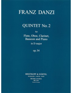 DANZI F.-Quinteto Op.54 nº 2 en Re Mayor para Flauta, Oboe, Clarinete, Fagot y Piano (Meerwein)