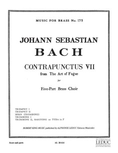BACH J.S.-Contrapunto nº  7 de "El Arte de la Fuga" para Quinteto de Viento Metal (Partitura/Partes)