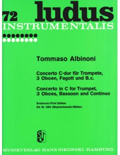 ALBINONI T.-Concierto en Do Mayor para Trompeta, 3 Oboes, Fagot y B.C. (Partitura y Partes)