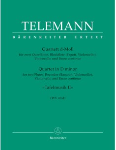 TELEMANN G.P.-Cuarteto en Re menor para 2 Flautas, Flauta de Pico (Fagot) (Violoncello) y BC (Urtext