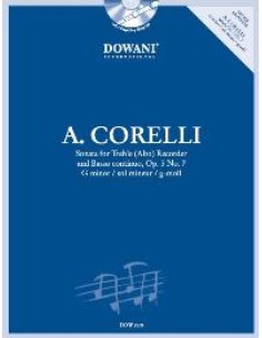 CORELLI A.-Sonata Op.5 nº  7 en Sol menor para Flauta de Pico Alto y Bajo Cont. (Grado Medio) (Inc.C