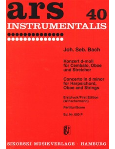 BACH J.S.-Concierto en Re menor (BWV:1059) para Cembalo, Oboe y Cuerdas (Partitura)
