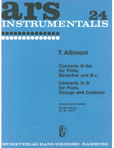 ALBINONI T.-Concierto en Sol Mayor para Flauta, 2 Violines y B.C. (Partitura) (Brinckmann/Ponten)