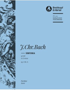 BACH J.C.-Sinfonia en Sol menor Op.6 nº 6 para Viento, Cuerdas y BC (Partitura Director)