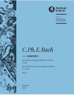 BACH C.P.E.-Concierto en Re menor (Wq.12) para Clavecin y Cuerdas (Partitura Director)