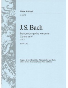 BACH J.S.-Concierto de Brandemburgo nº 4 en Sol Mayor (BWV:1049) para Orquesta (Partitura Director)