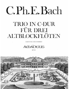 BACH C.P.E.-Trio en Do Mayor (W.146) para 3 Flautas de Pico Alto (Ruhling)