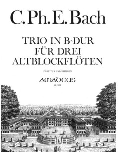 BACH C.P.E.-Trio en Sib Mayor (W.85) para 3 Flautas de Pico Alto (Ruhling)