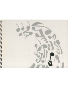 BLOCK MUSICAL-8 Hexagramas con Espiral (Apaisado A4) para Guitarra (Ultimas Unidades)