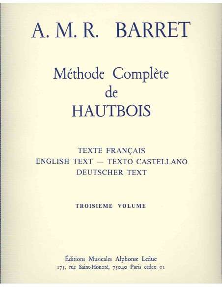 BARRET A.M.R.-Methode Complete Vol.3 for Oboe
