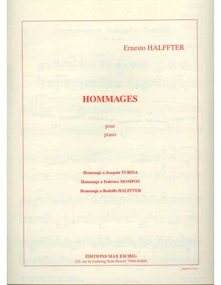HALFFTER E.-Hommages (3) para Piano