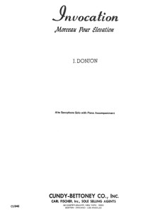 DONJON J.-Invocation (Morceau pour Elevation) per sassofono contralto e pianoforte