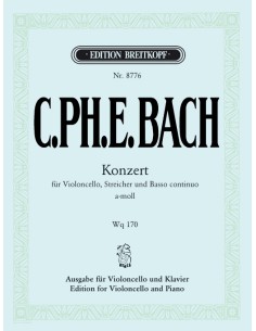 BACH C.P.E.-Concierto en La menor (WQ.170/H.432) para Violoncello y Piano (Urtext) (Leisinger)