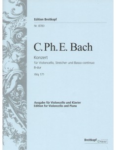 BACH C.P.E.-Concierto en Sib Mayor (WQ.171) para Violoncello y Piano (Urtext) (Leisinger)