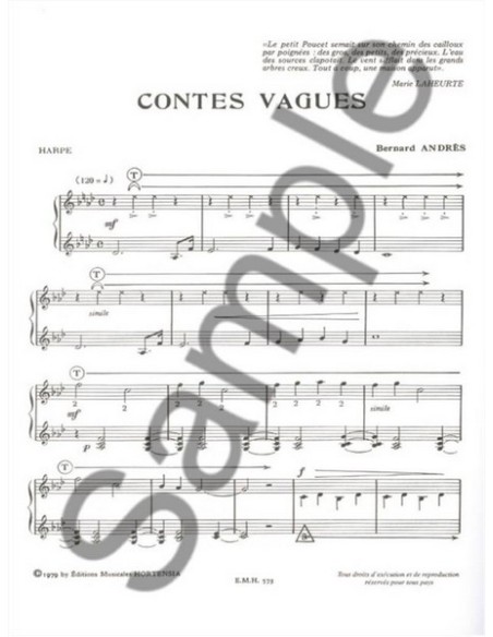 ANDRES B.-Contes Vagues für Harfe