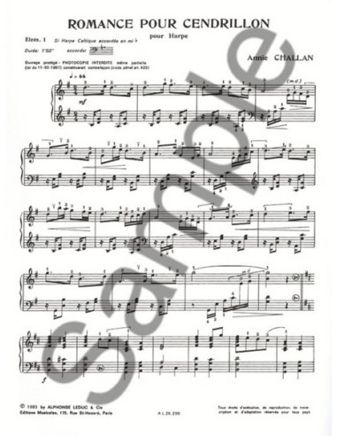 CHALLAN H.-Romance pour Cendrillon para Arpa (Rougeron)