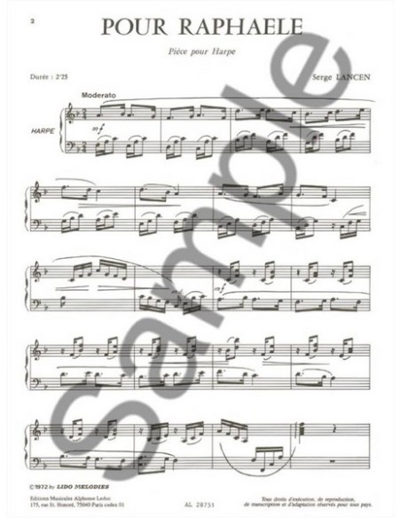 LANCEN S.-Pour Raphaele für Harfe