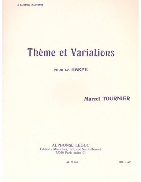 TOURNIER-Theme et Variations para Arpa