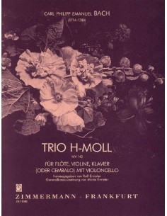 BACH C.P.E.-Trio en Si menor (W.143) para Flauta, Violin y Piano (Violoncello ad Lib.) (Ermeler)