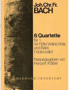 BACH J.C.F.-Cuarteto nº 1 en Re Mayor para Flauta, Violin, Viola y Violoncello (Kolbel)