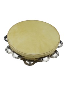 Pandereta Gallega Ø25 cm.Med: Ø25 x 6,5 cm.Parche Piel, 9 Pares Sonajas Dobles Acero Inox.Peso 380gr 2