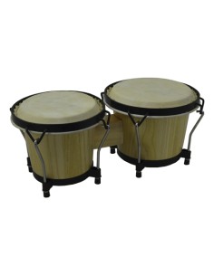 Bongos Profesional Parches Piel 6" y 7" y Tensores Cuerpo Madera Natural 2