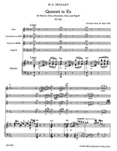 MOZART W.A.-Quinteto (K.452) en Mib Mayor para Oboe, Clarinete, Trompa, Fagot y Piano (Partes) (Urte 2